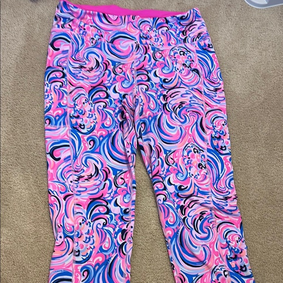 Lilly Pulitzer Luxletic Pink and Blue Swirl Leggings - Picture 1 of 3